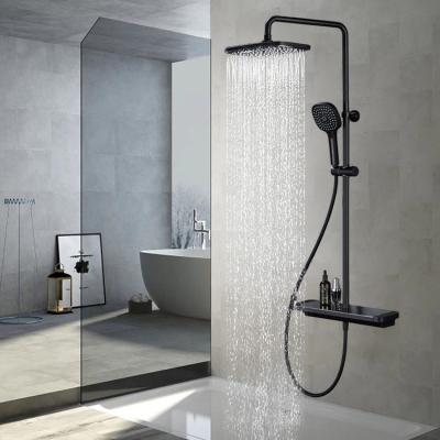Shower Set Black Wall Mounted Stainless Steel Rain Shower Set Mixer Faucet