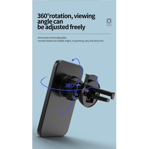 FCC Magnetic Wireless Car Charger , 15w Air Vent Car Mount Phone Holder