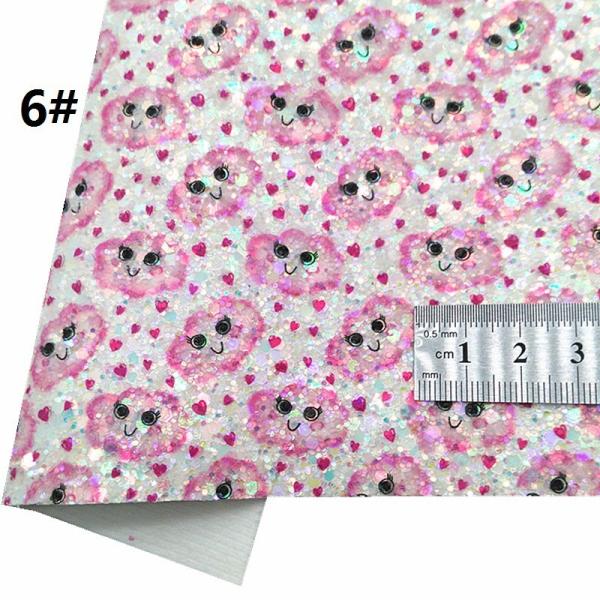 Printed Pink PU Polyurethane Leather Glitter Valentine'S Day Love Shape Gretel