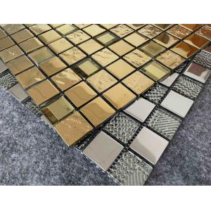 Golden Silver Metal Glazed Glass Mosaic Tiles 300x300mm