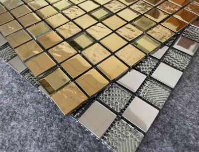Le métal d'or décoratif de ruban de tuiles de mosaïque d'ISO13006 Mildewproof a glacé le mur 6mm
