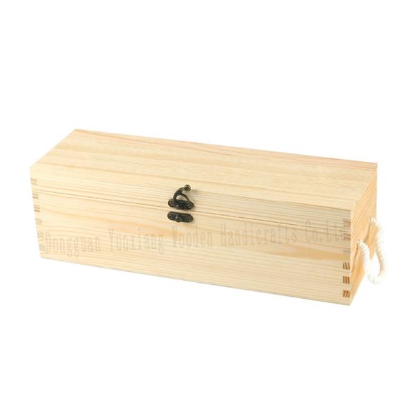 Personalized Wooden Wine Box – Single Bottle Gift Case with Hinged Lid – Ideal for Weddings, Birthdays, and Special Occasions – Natural Wood Finish