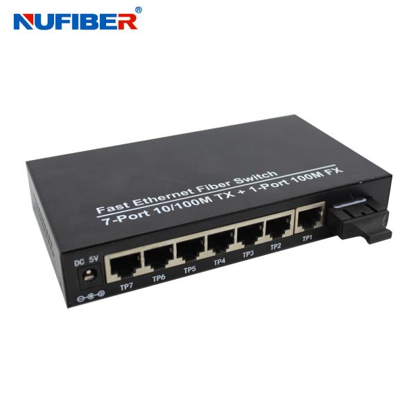 7 RJ45 Port Fiber Ethernet Switch Single Mode 20KM Distance Fiber Ethernet