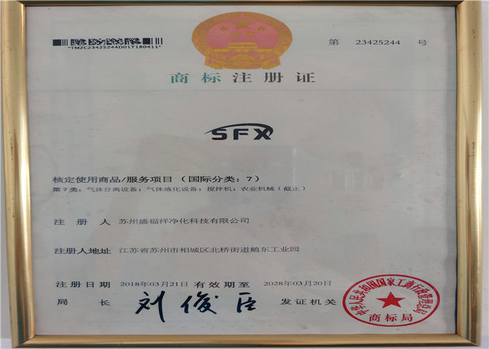 Suzhou shengfuxiang Purification Technology Co., Ltd Сертификации