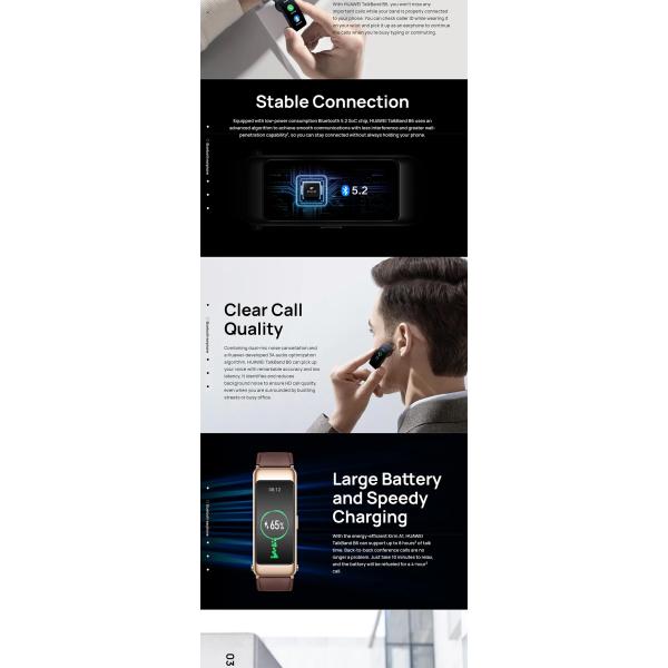 Reloj inteligente original HUAWEI B6 Headset con pantalla táctil Pulsera de pulsera deportiva Brazalete de 1,53 pulgadas Control de frecuencia cardíaca Sangre Control de oxígeno inteligente