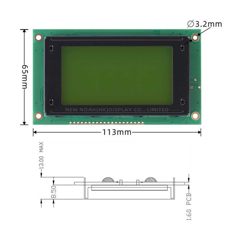 Yellow Green Film 12864A 20PIN SBN0064 Controller Parallel Port For Arduino 128X64 Graphics LCD