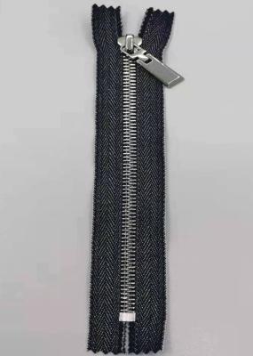 Durable Y Style Metal Teeth Zipper With Pure Cotton Cloth / Metal Zippers For Jeans