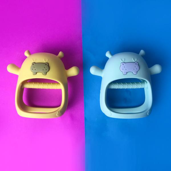 Le bébé Teether de silicone a adapté l'hippopotame aux besoins du client ne laissent jamais tomber Diy Bpa fait main libre