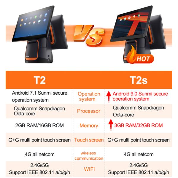 Sunmi T2S POS Ternminal экрана касания 15 дюймов с принтером 80mm термальным