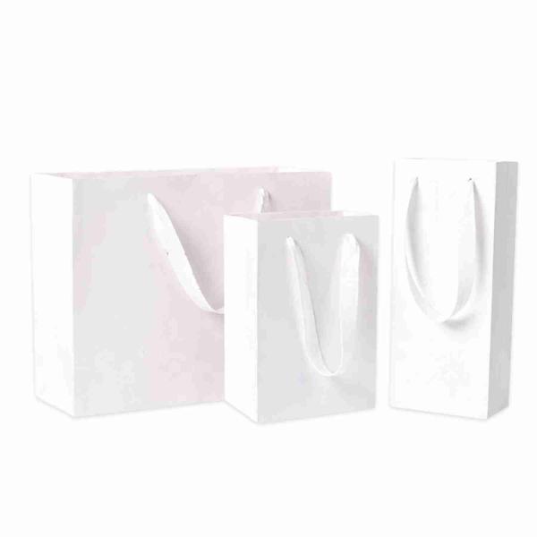 Kuaima FSC Jewelry plain White Shopping Paper Gift Bags With Handles