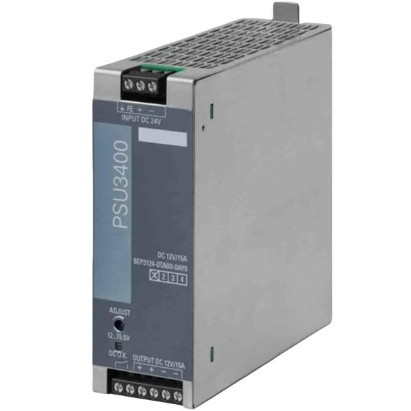 SIEMENS 6EP3124-0TA00-0AY0 SITOP PSU3400 12 V/15 A STABILIZED POWER SUPPLY INPUT: 24 V DC (14…32 V) OUTPUT: 12 V DC/15 A
