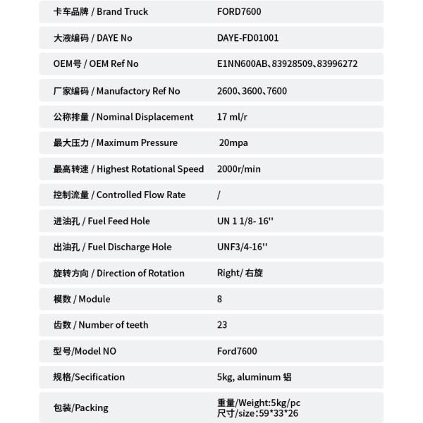 Гидравлический трактор новое Hollond насоса с зубчатой передачей E1NN600AB 83928509 Ford7600 Форда