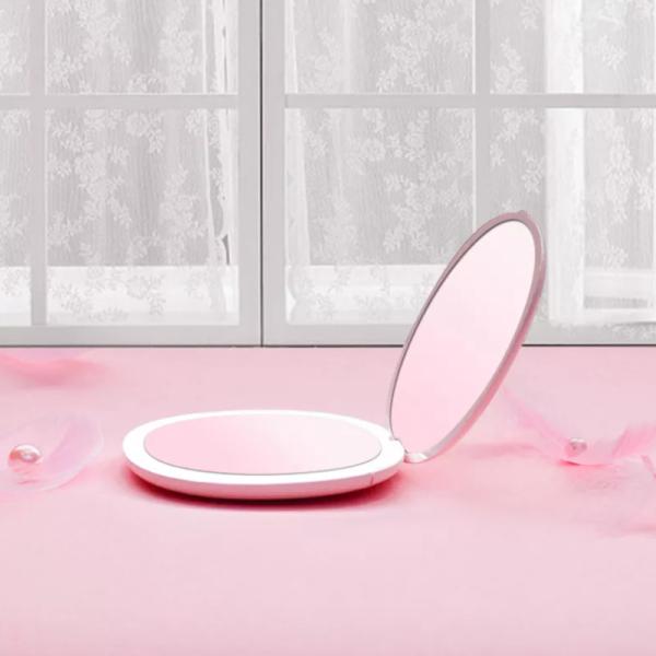 Hand Travel Pocket Beauty Mirrors LED Purse Folding Makeup 3X Magnifying Custom Cosmetic Desktop Mirror