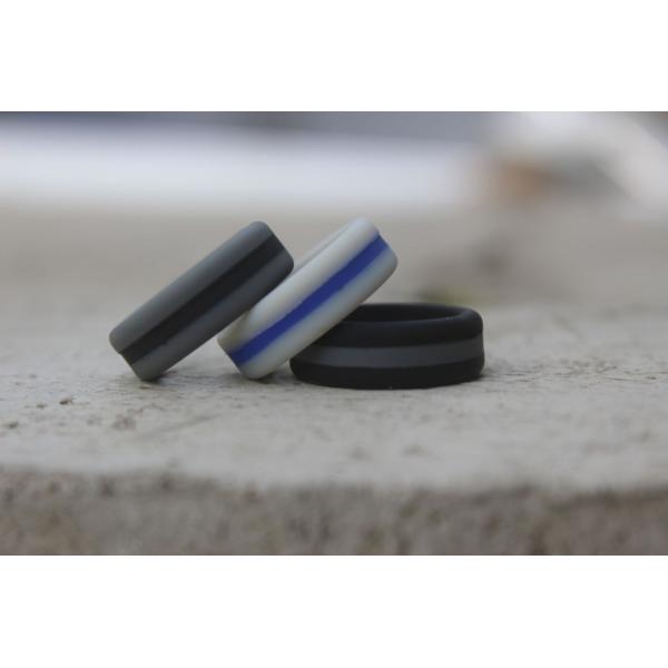 Party 8mm Mens Silicone Wedding Band Flat Edges Two Tone Multi Colors
