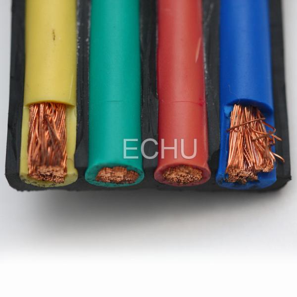 Flat Flexible Traveling Cable for Crane or Conveyor Black Jacket with color seperated core