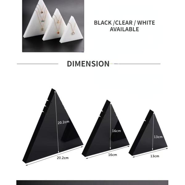 Moderne conception triangle collier acrylique Display Stand Holder Pour magasin de bijoux