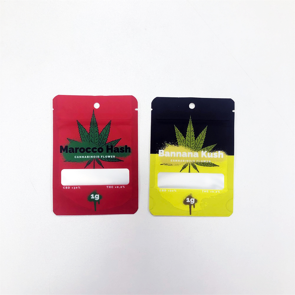 Заказный пакет для упаковки каннабиса для 1 грамма цветка CBD с ламинированными материалами