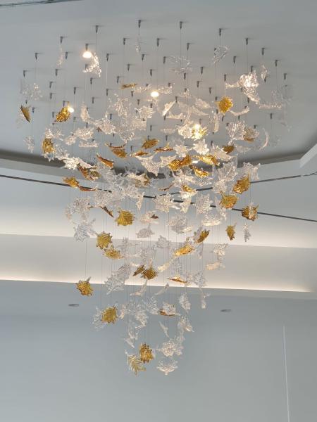 Décoration intérieure moderne Custom Hotel Club Glass Led Grand Projet Lustre Pendant Lamp