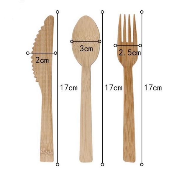 Compostable Disposable Cutlery Set Eco Friendly Bamboo Fork Spoon Knife for Everyday