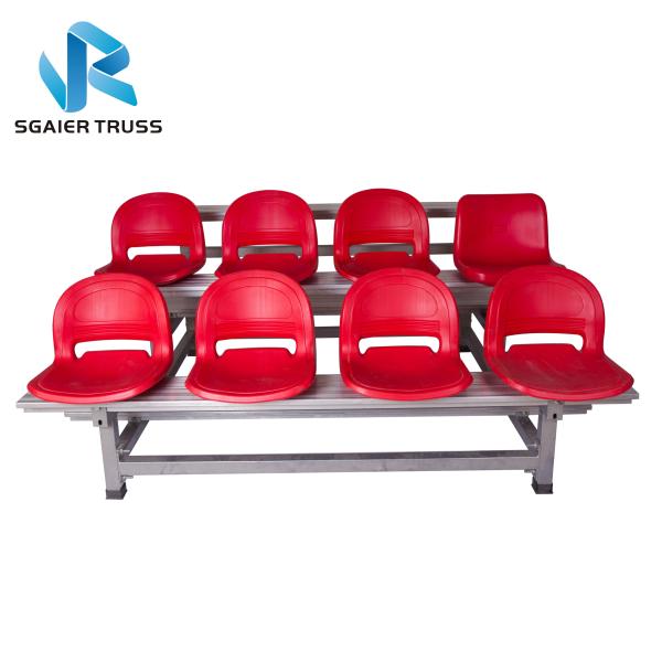 Straight 5 Row Bleachers , Fireproof Portable Aluminum Bleachers With Foot Pads / Plastic Seats
