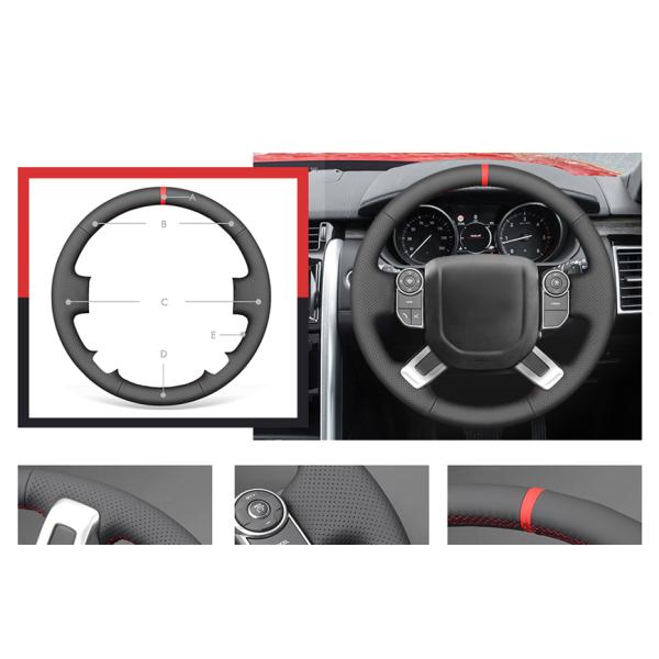 Car Accessories DIY Genuine Leather Hand Stitching Steering Wheel Cover for Land Rover Discovery 5 III (L462) IV(L405) 2015-2022