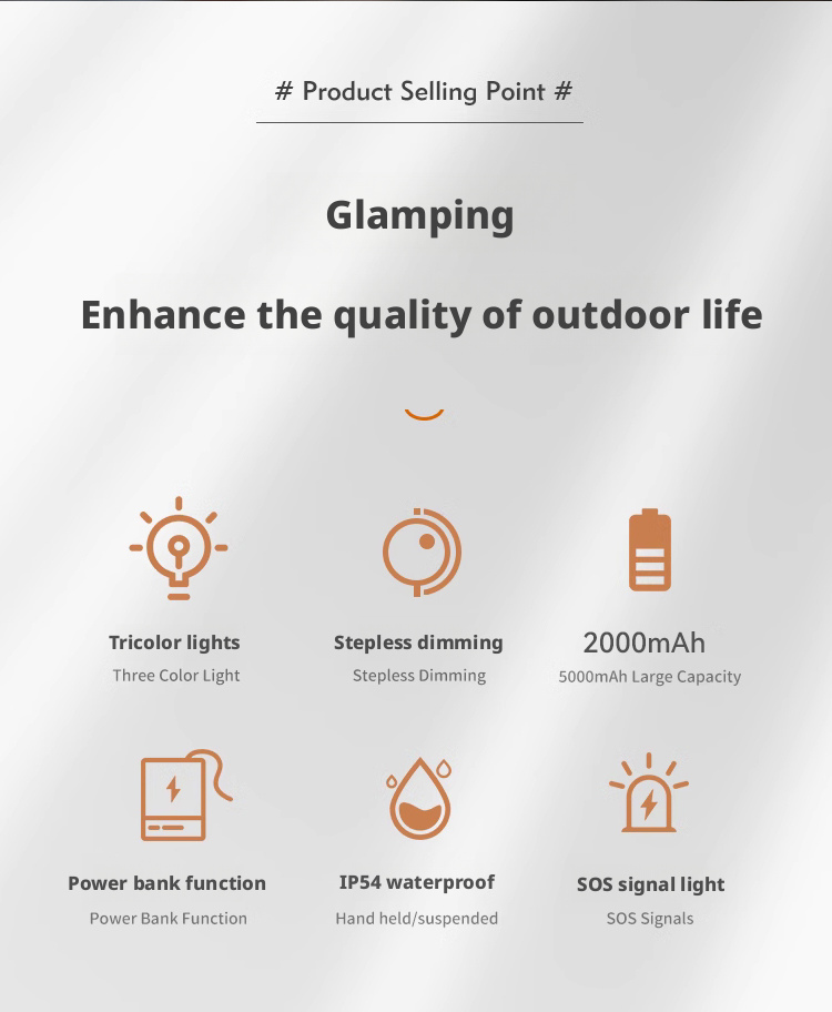 Retro Design Outdoor Camping Lantern Usb Rechargeable Camping Light With Hook