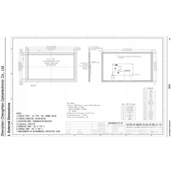 Интерфейс SPI TFT 10,1 дюйма Малый сенсорный экран с ЖК-дисплеем разрешение 1024x600