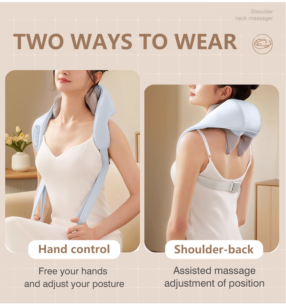 Therapy Cordless-Neck & Shoulder Massager Pillow Deep Kneading Neck Hand-Shaped Wireless Shoulder Massager
