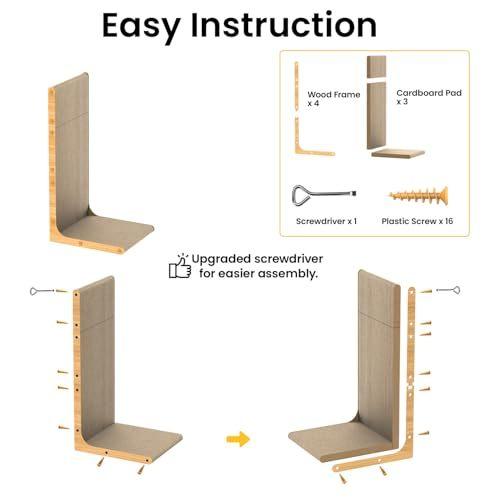 Cardboard Cat Scratcher,23 Inch L Shape Scratch Pad Wall Mounted,Vertical Scratching Board, Durable Cardboard