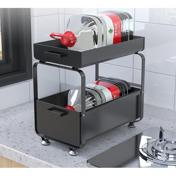 2 Tier 40.5cm Height Steel Kitchen Basket Rack Moisture Proof