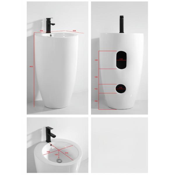 Unique One Piece Ceramic Sanitary Wares Pedestal Round Basin with Cleaning Advantages