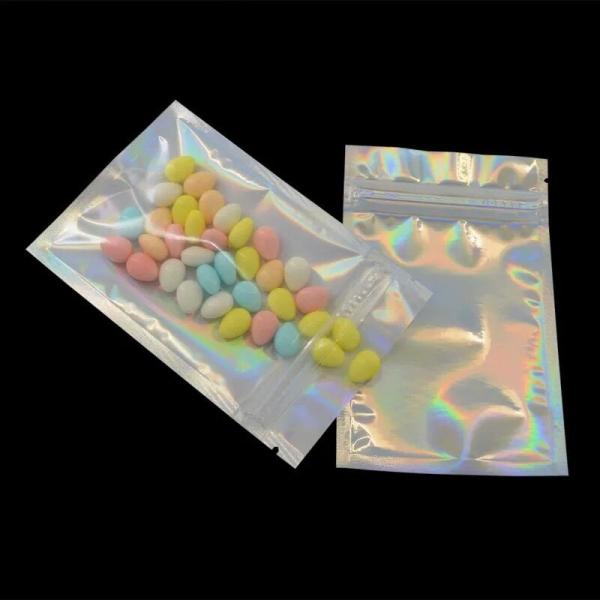 custom hot stamp print foil child proof holographic mylar bag smell proof for cosmetics