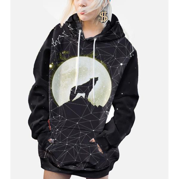 China Factory Custom Wolf Hoodie Lmpress o 3D Printed Hoodies