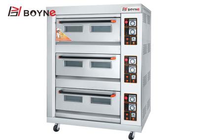Pão de aço inoxidável durável comercial Oven For Cake Shop de Oven Three Deck Six Trays do gás