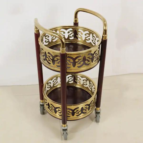 Round Hotel Serving Cart Hotel Lobby Supplies With Double Tier