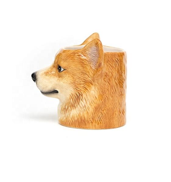 Best Selling cute earthenware 3d dog shaped Animal Ceramic Mugs Design with 3D handpaint zara