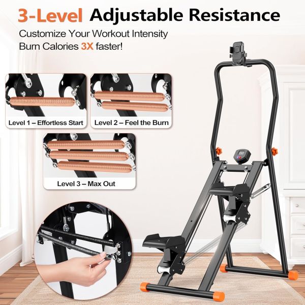Stair Stepper for Home Gym, Stair Climber Machine with 3-Level Adjustable Resistance