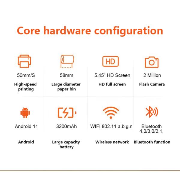 5.45inch Android Systems Mobile Pos Machine Handheld Smart Cashier Terminal with Printer Output Type Monochrome and Wifi