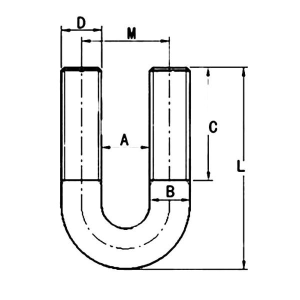Zinc Plated M8 / M12 Diameter Round / Square Bend U Bolts