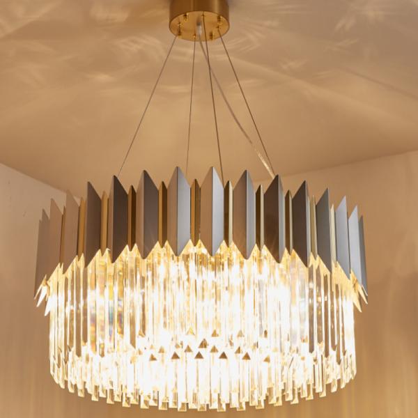 Height 30cm E14 Chrome Royal Crystal Hanging Lamps For Living Room
