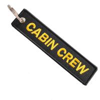 Chaîne de clés personnalisée pour l'équipage de cabine - Broderie noire/jaune avec conception d'avion, bande de polyester durable, cadeau promotionnel d'entreprise