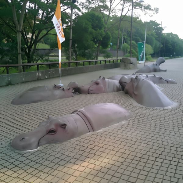 Custom Outdoor Life Size Hippo Statue Bronze Animal Sculpture for Garden Park Zoo Decoration Metal Art Display Figure Landscape