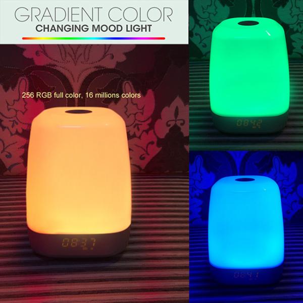 Dimmable Wake Up Touch Light Alarm Clock Bedside With 5 Natural Sounds