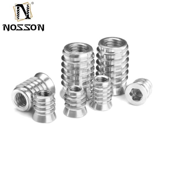 Professional Carbon Steel Hex Socket Thread Wood Nut Thread Inserts DIN Standard Cadmium Plated for Automotive Industry