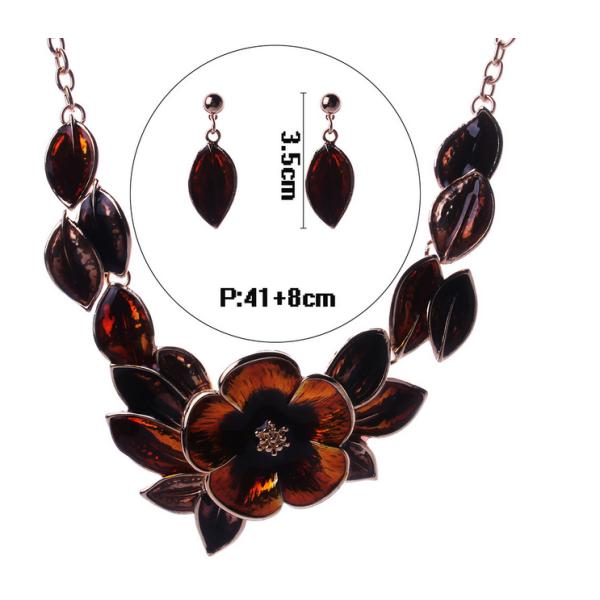 European and American big fashion temperament wild flowers drip Necklace Earrings Set
