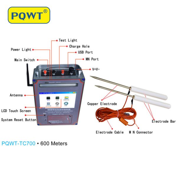 PQWT-TC700 600m Deep Water Detector with Touch Screen and 92% Accuracy for Borehole Water Detection