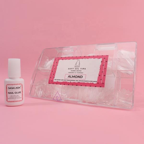 Stiletto Salon Nail Tips No C Shape Full Cover Soft Gel Tips for SAGALAGA 500pcs Box Clear Nails Pattern Long Tips