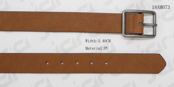 Fashion Tan PU Belt For Men With Black Edge Painting & Old Silver Buckle