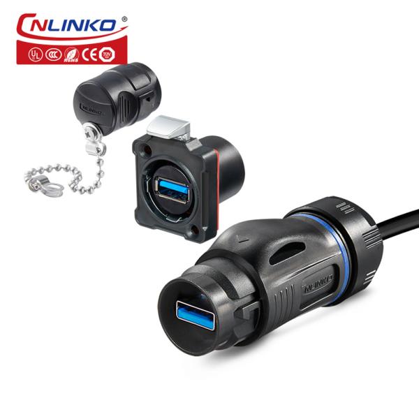 Factory M24 Round USB Connector Plastic Waterproof Panel Mount USB Connector
