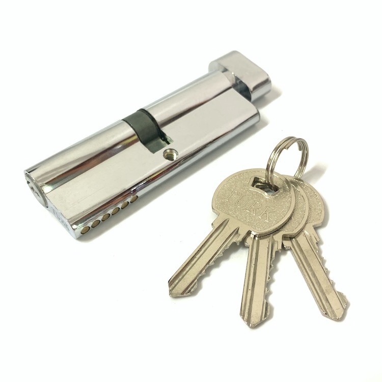 Silver Single Sided Cylinder Lock 90mm Cylinder Lock With Keys